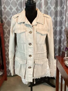 Old Navy Light Beige Utility Jacket with Front Pockets